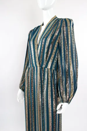 Metallic Ribbon Stripe Silk Gown