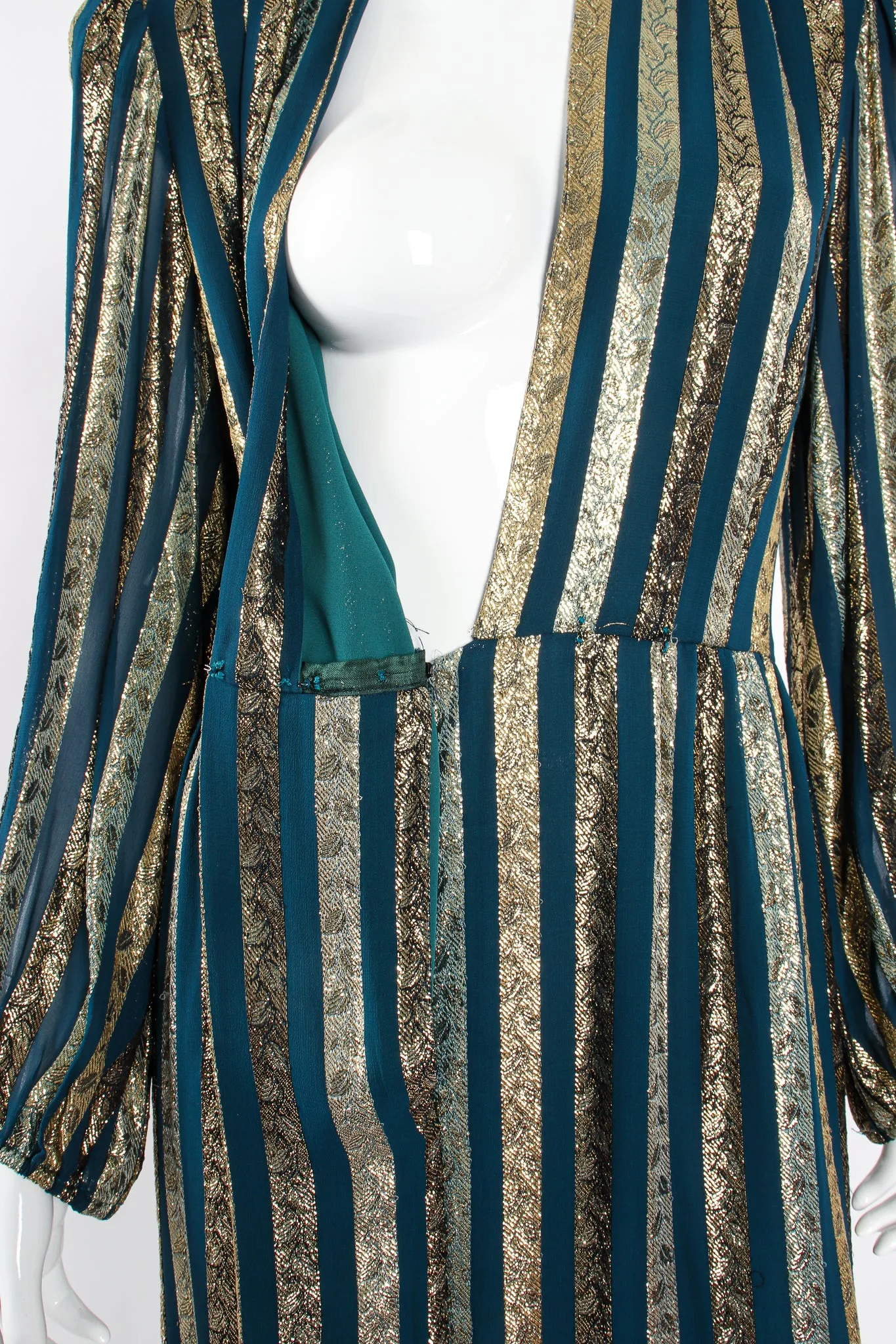 Metallic Ribbon Stripe Silk Gown