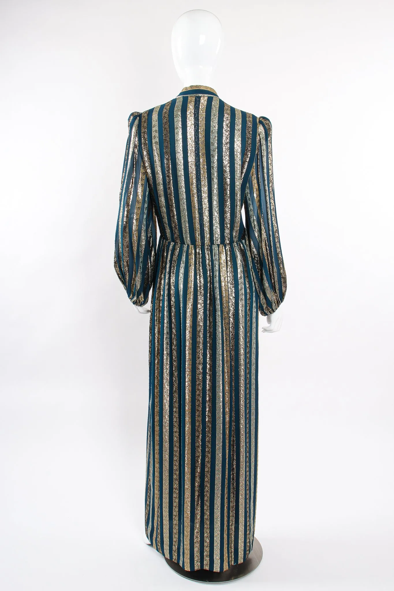 Metallic Ribbon Stripe Silk Gown