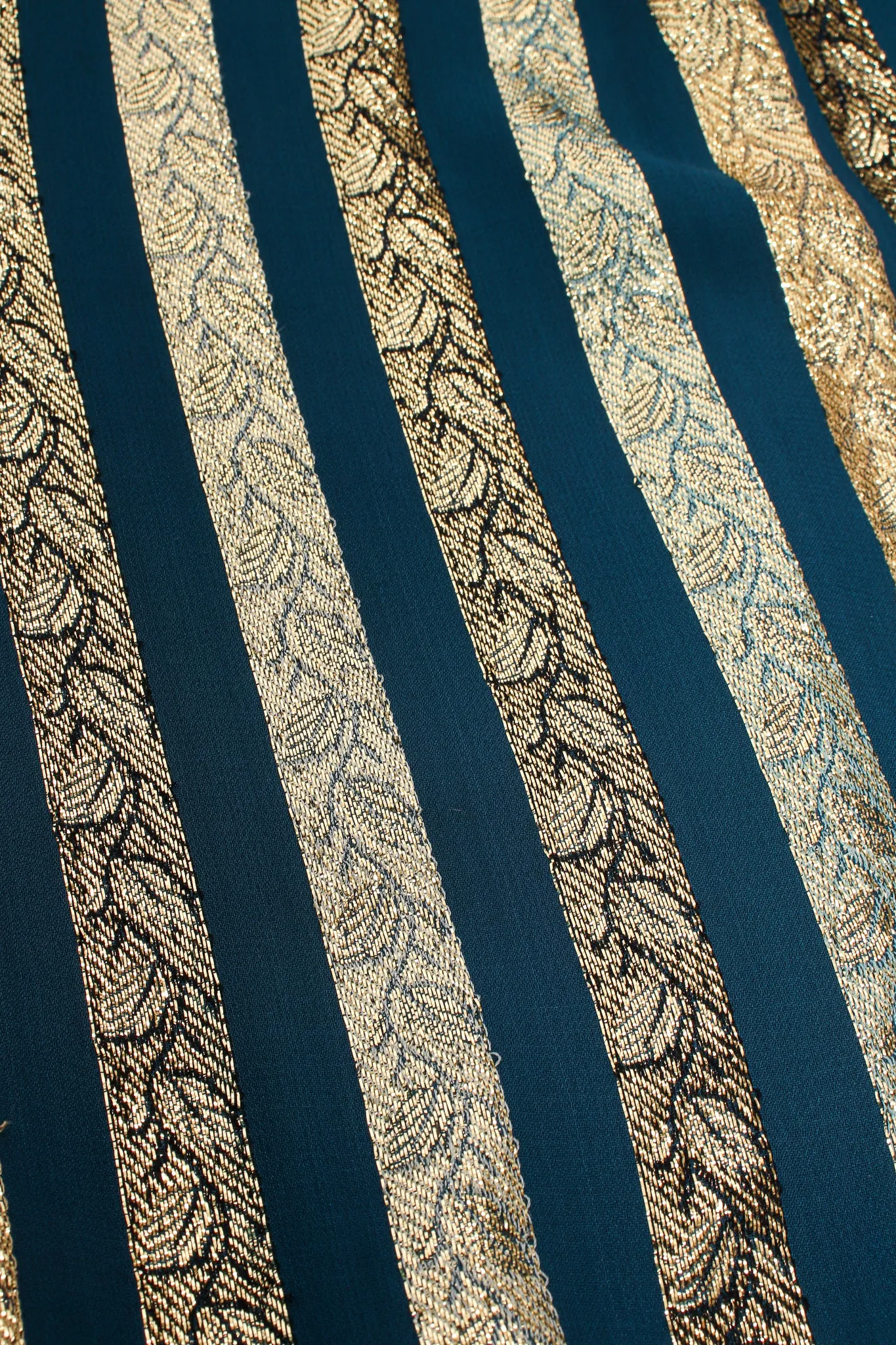 Metallic Ribbon Stripe Silk Gown