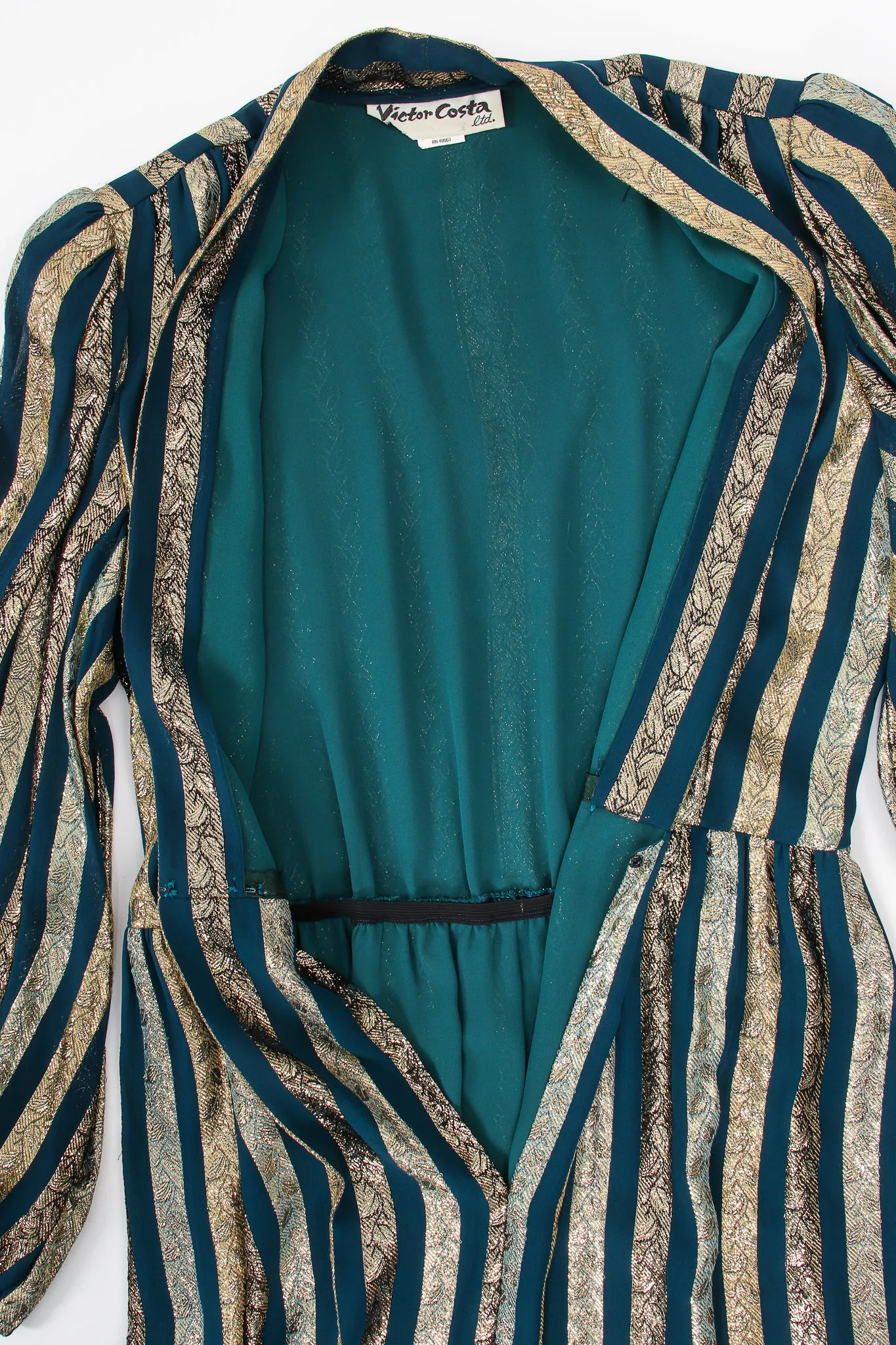 Metallic Ribbon Stripe Silk Gown