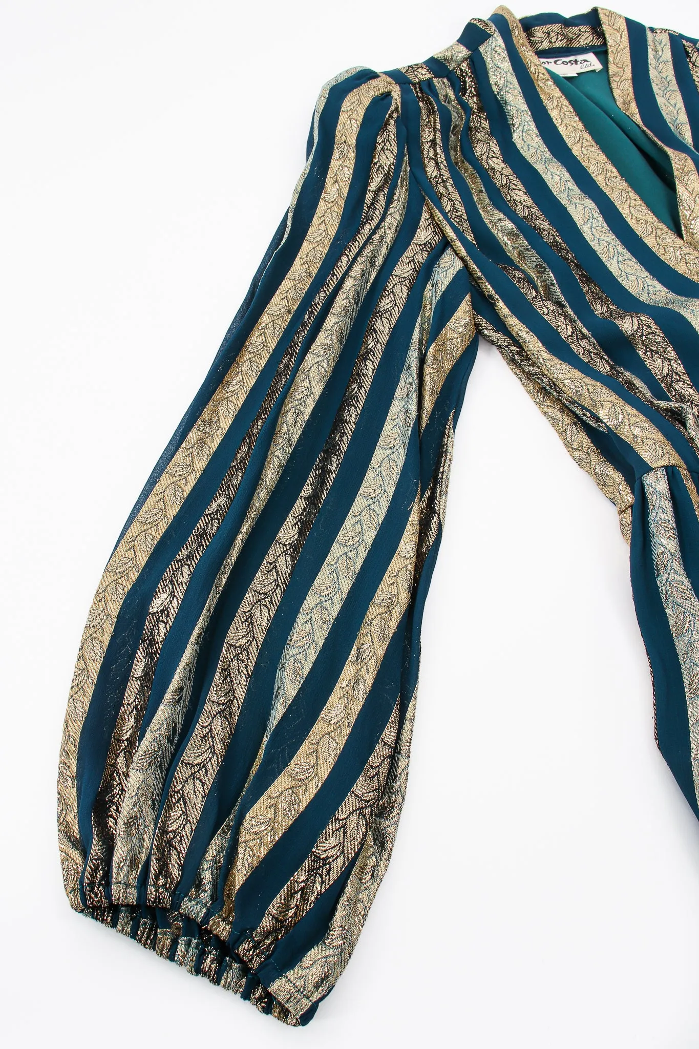 Metallic Ribbon Stripe Silk Gown