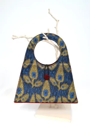 Mid Asia Vintage Fabric round handle Hand Bag