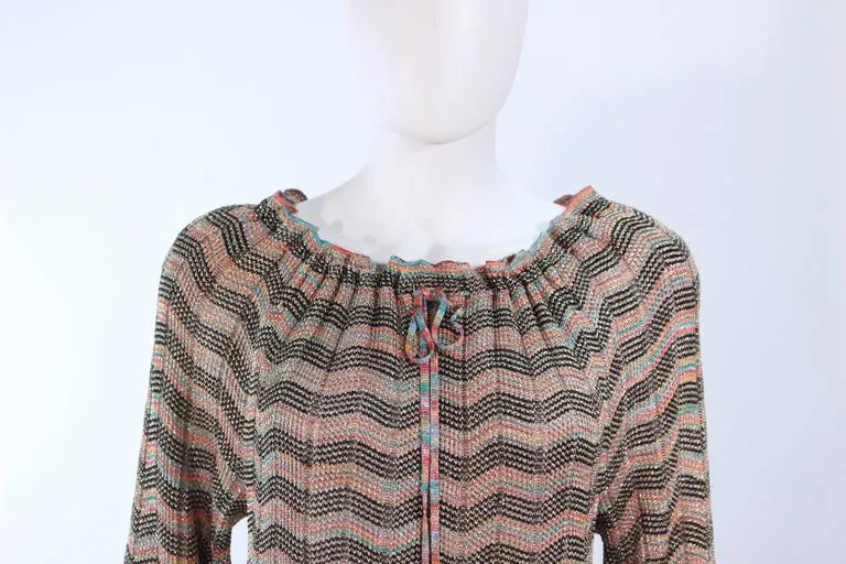 MISSONI Gold and Black Zig Zag Pattern Metallic Knit Size 46