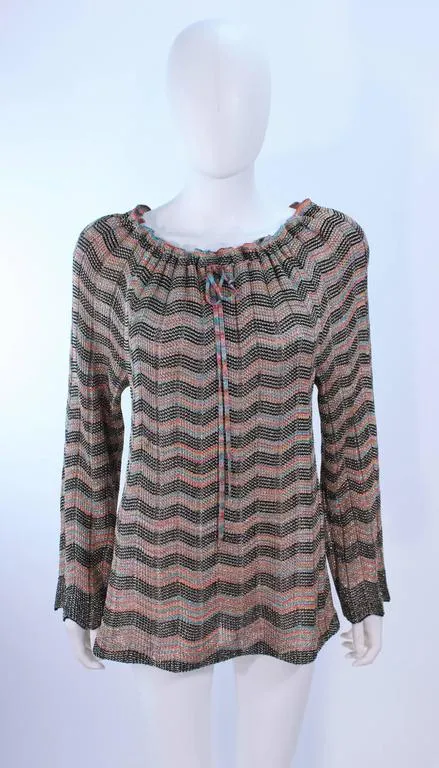 MISSONI Gold and Black Zig Zag Pattern Metallic Knit Size 46