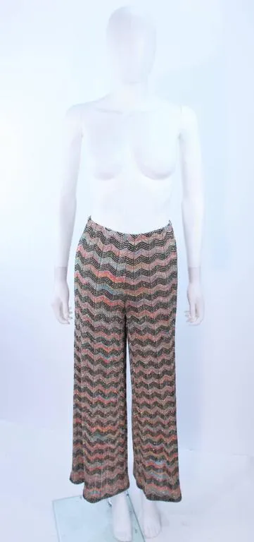 MISSONI Gold and Black Zig Zag Pattern Metallic Knit Size 46