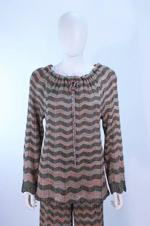 MISSONI Gold and Black Zig Zag Pattern Metallic Knit Size 46