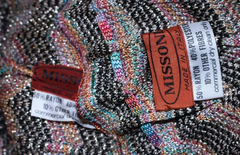 MISSONI Gold and Black Zig Zag Pattern Metallic Knit Size 46