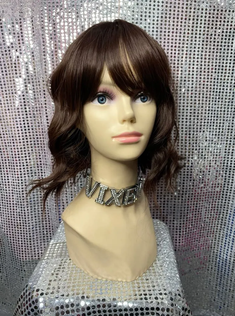 Natural Curly Long Bob with Fringe