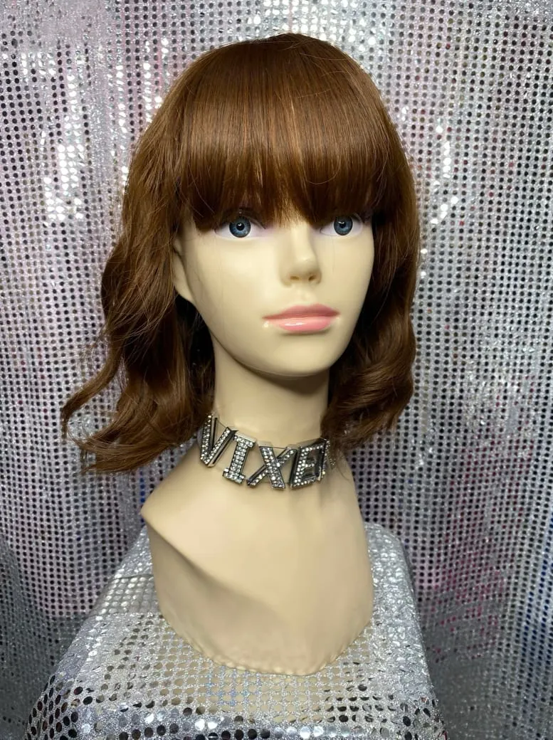 Natural Curly Long Bob with Fringe