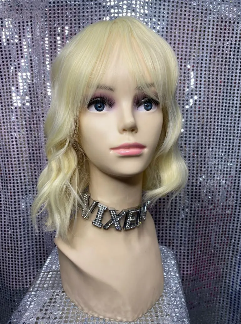 Natural Curly Long Bob with Fringe