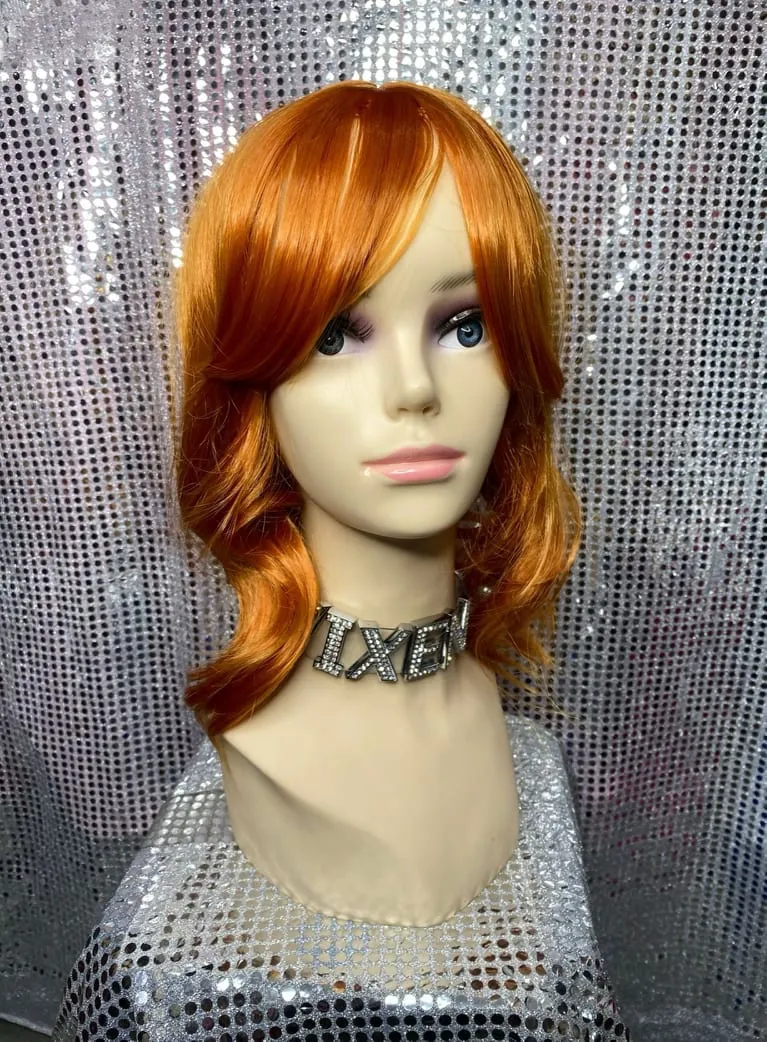 Natural Curly Long Bob with Fringe