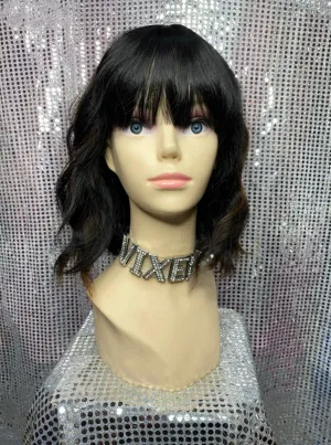 Natural Curly Long Bob with Fringe