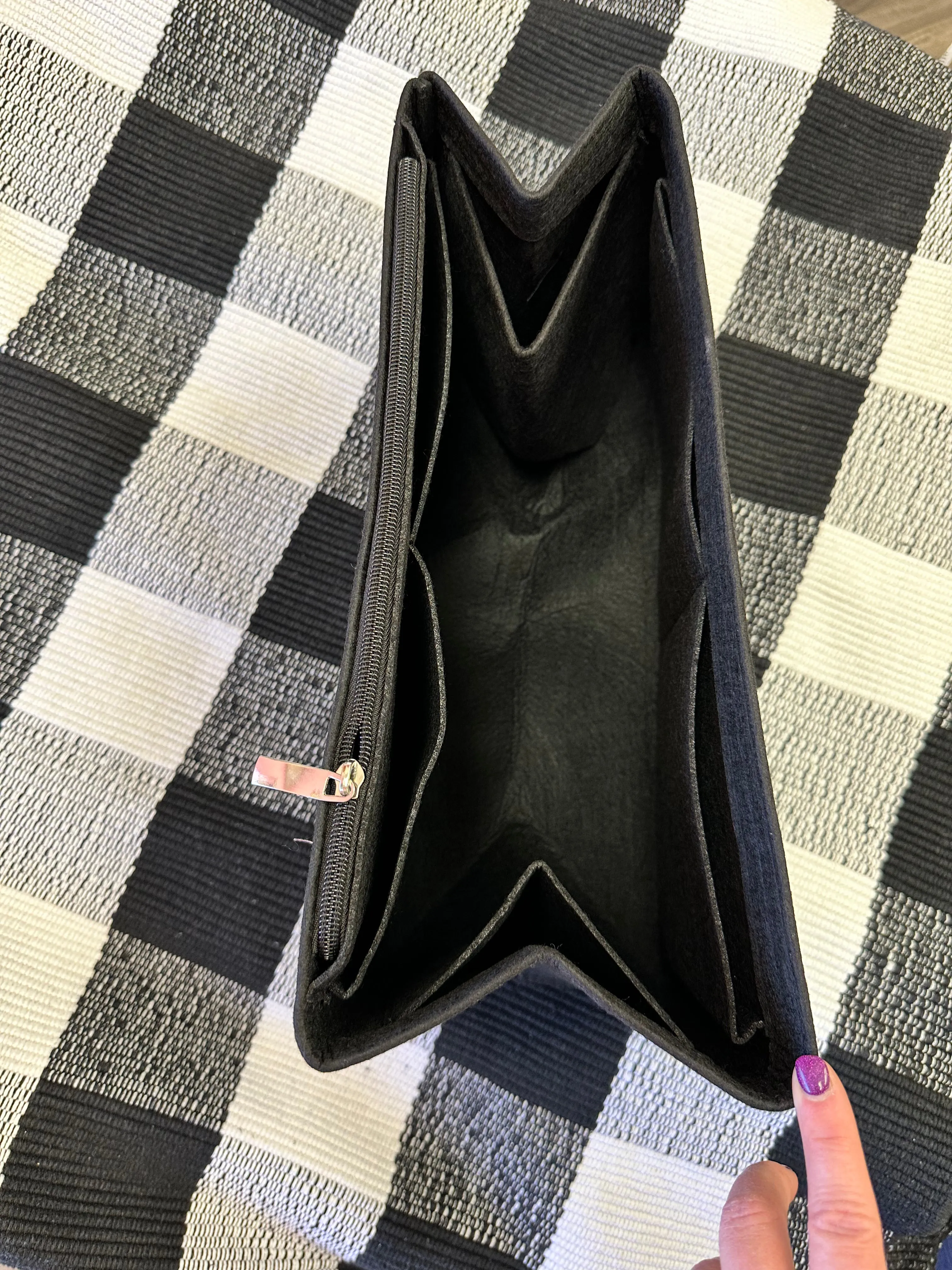 Neoprene Tote Insert Organizer - Black felt