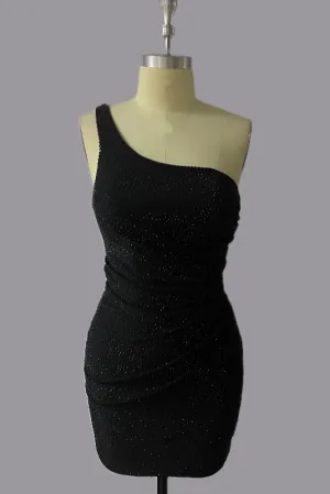 One Shoulder Sheath Beading Short Homecoming Dress