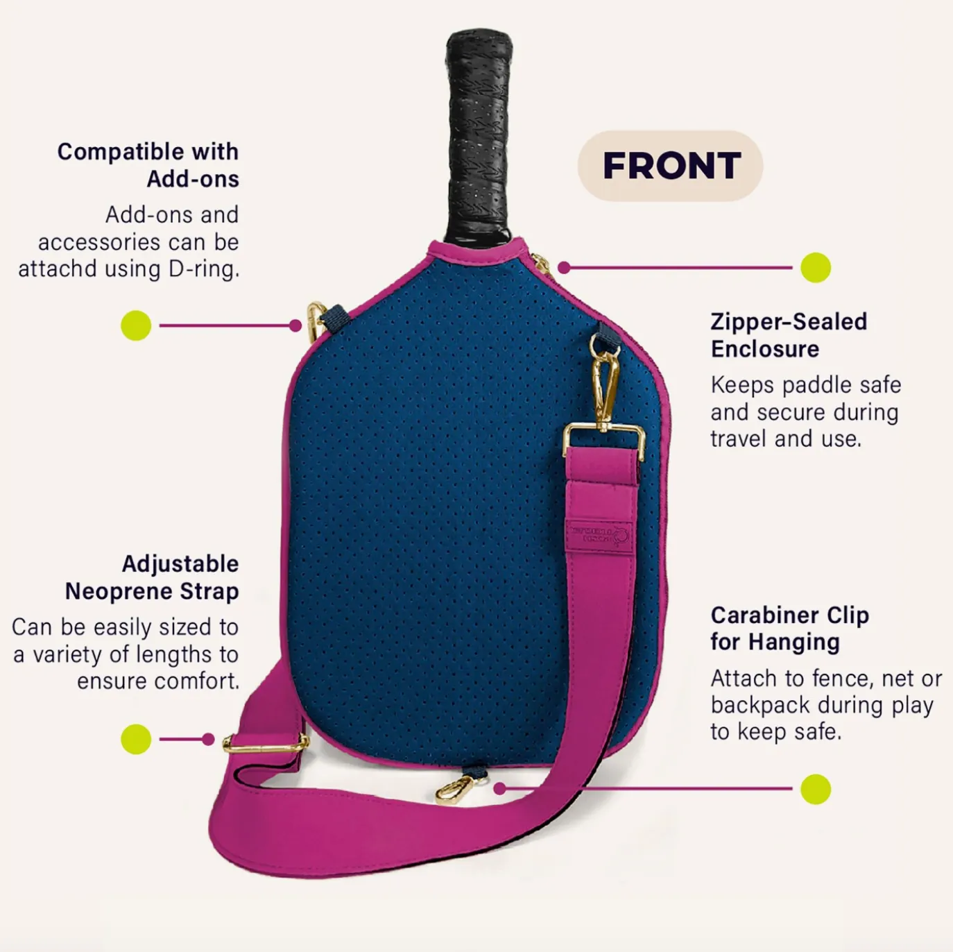 Pickleball Paddle Cover with Shoulder Strap