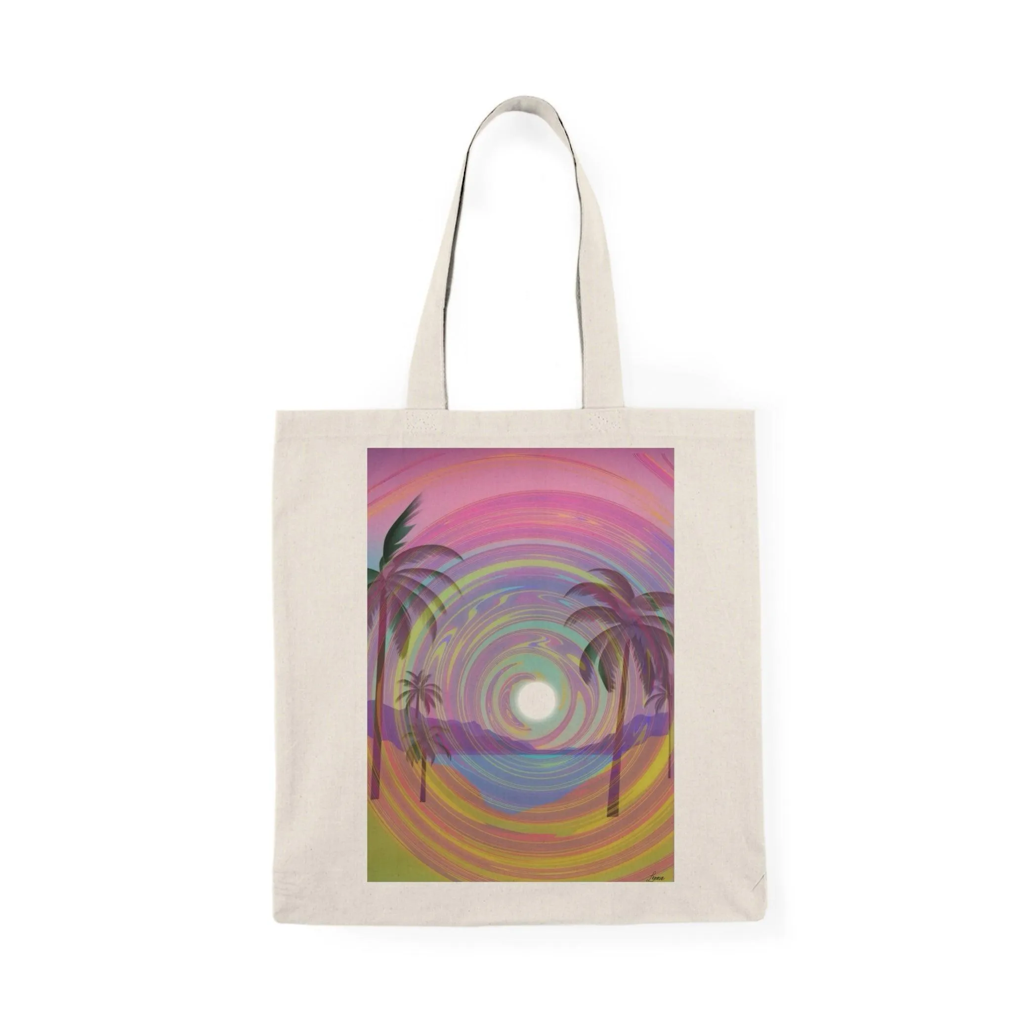 Psychedelic Beach Tote – Vibrant Pink Palm Tree Bag
