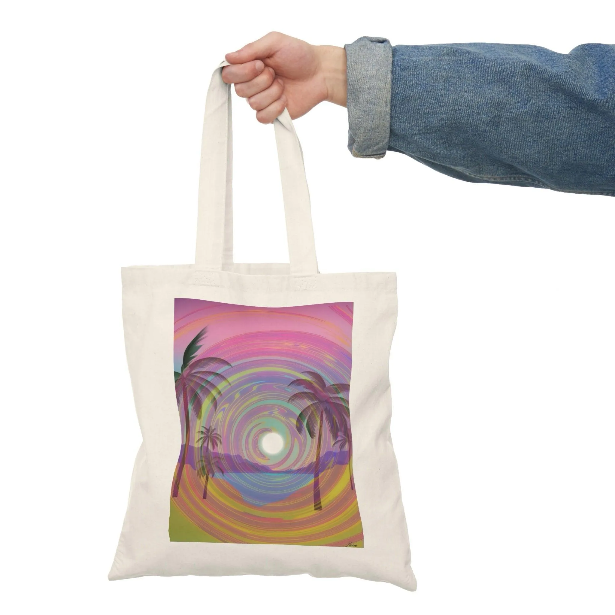 Psychedelic Beach Tote – Vibrant Pink Palm Tree Bag