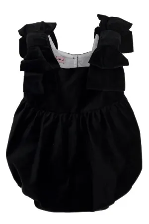 "Grace" Black Velvet Bow Romper