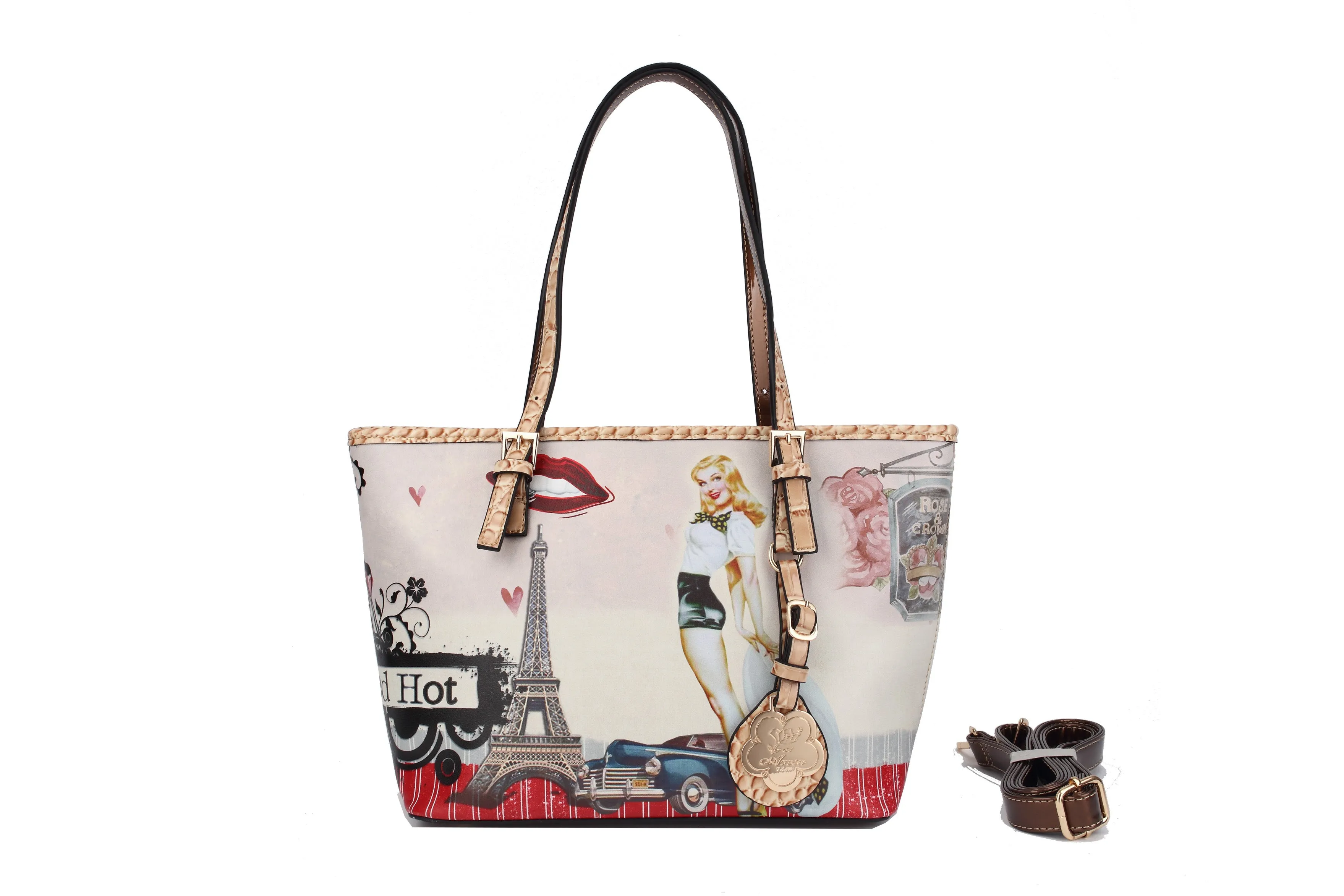 Retro Rebel Satchel Graphic Tote Bag [FH8060]