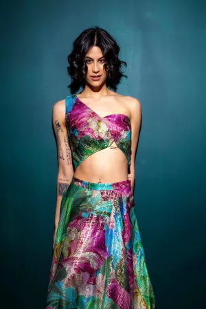 ROHINI Asymmetrical Dupatta Lehenga Top