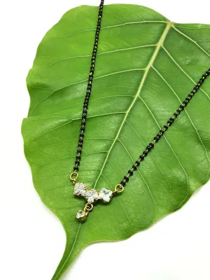 Short Mangalsutra Designs Gold Plated Latest American Diamond Pendant 18-Inches Length Mangalsutra