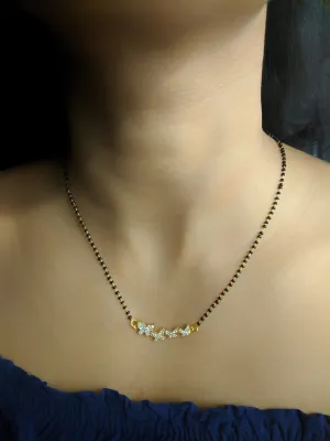 Short Mangalsutra Designs Gold Plated Latest Butterfly Stone Pendant Mangalsutra