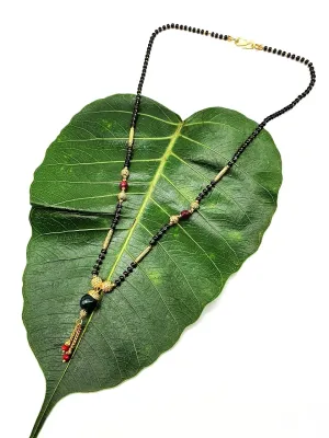 Short Mangalsutra Designs Gold Plated Latest Green Stone Pendant Latkan Multicolor Mangalsutra