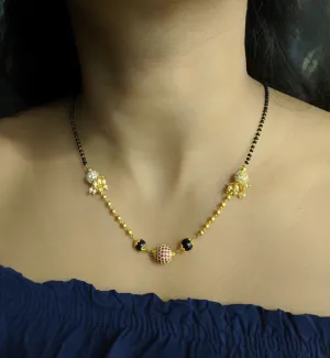 Short Mangalsutra Designs Gold Plated Latest Women's Pride Diamond Round Balls Mangalsutra