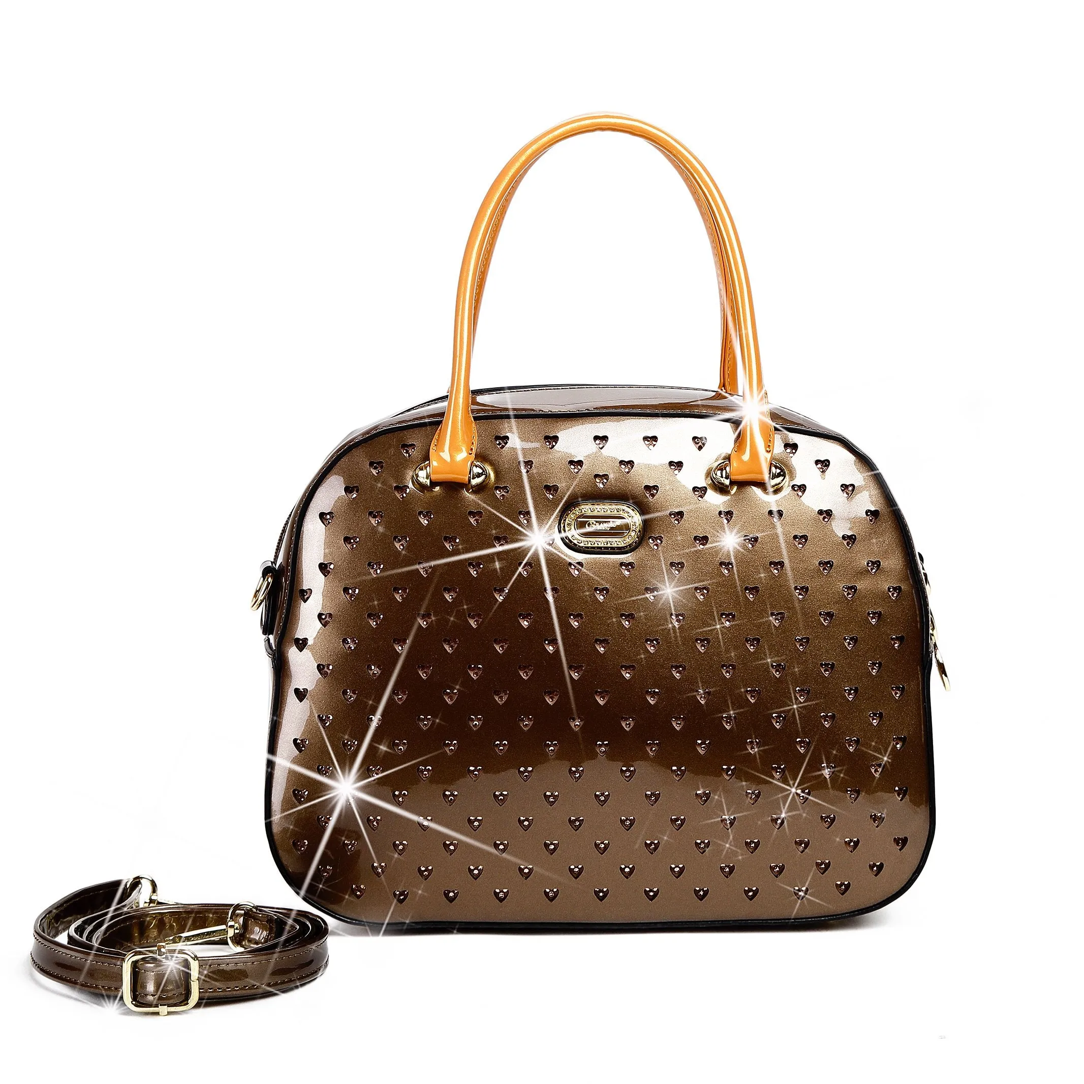 Starz Art Vegan Leather Retro Crystal Overnight Latch On Bag [RZO8329]