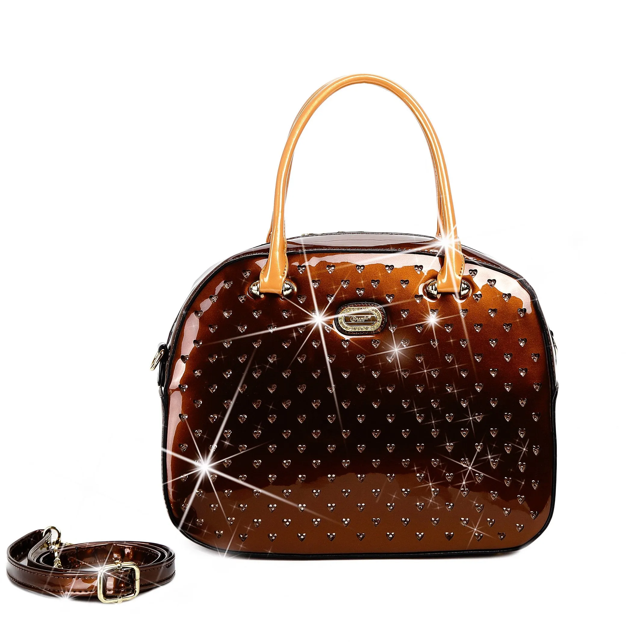 Starz Art Vegan Leather Retro Crystal Overnight Latch On Bag [RZO8329]
