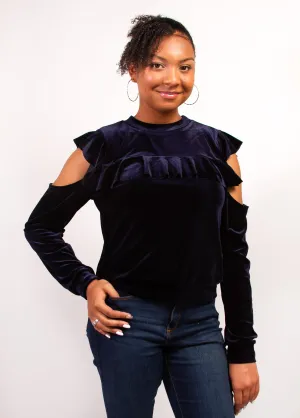 Velvet Cold Shoulder Top
