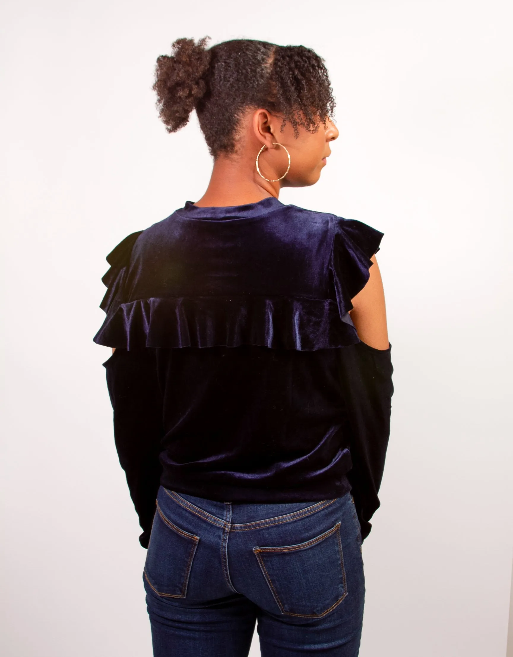 Velvet Cold Shoulder Top