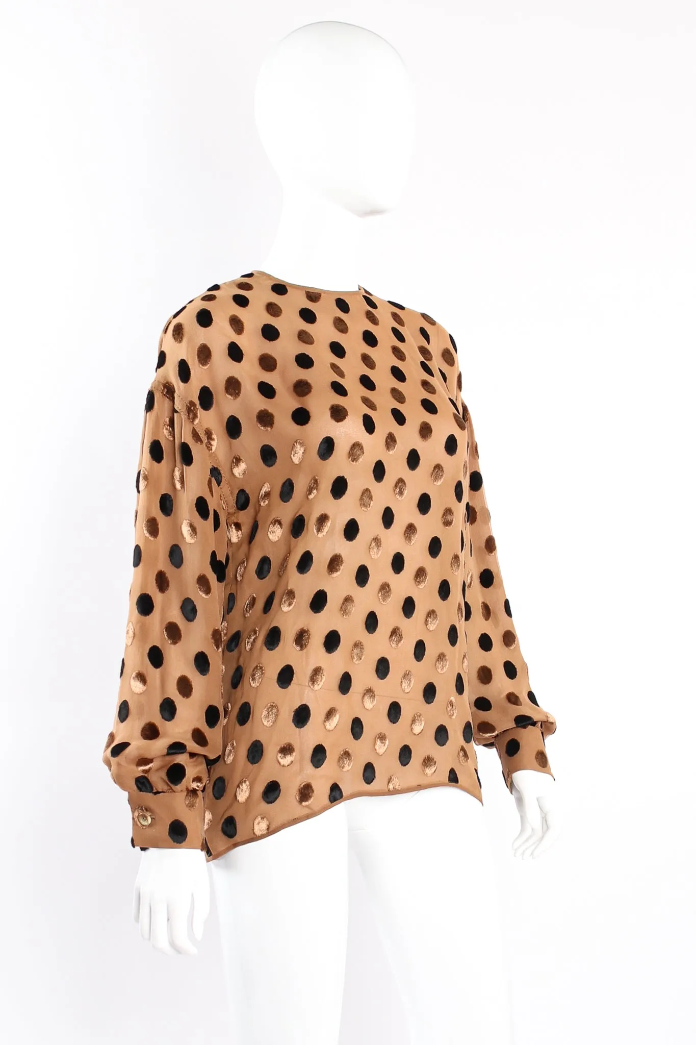 Velvet Dot Crinkle Chiffon Blouse