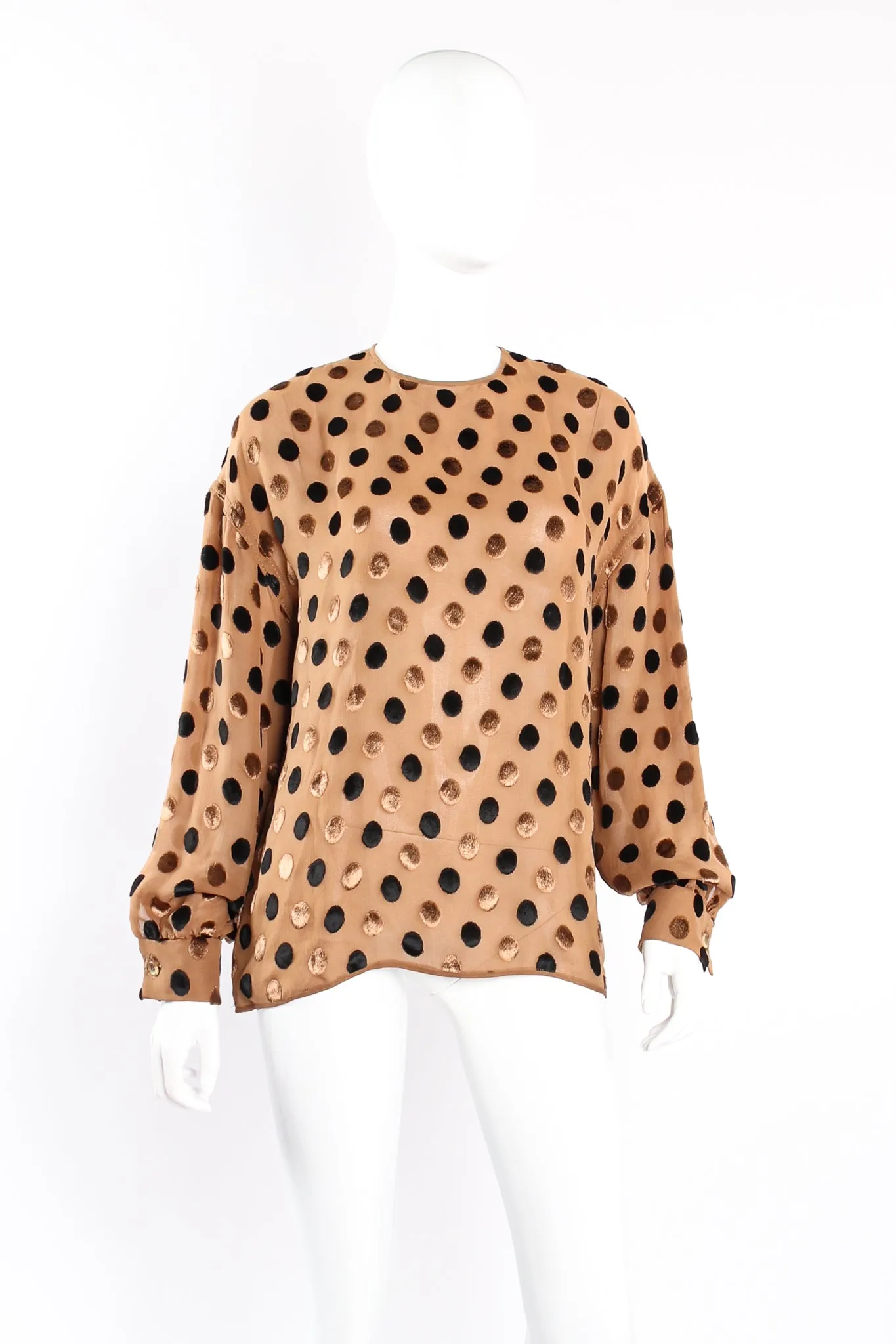 Velvet Dot Crinkle Chiffon Blouse