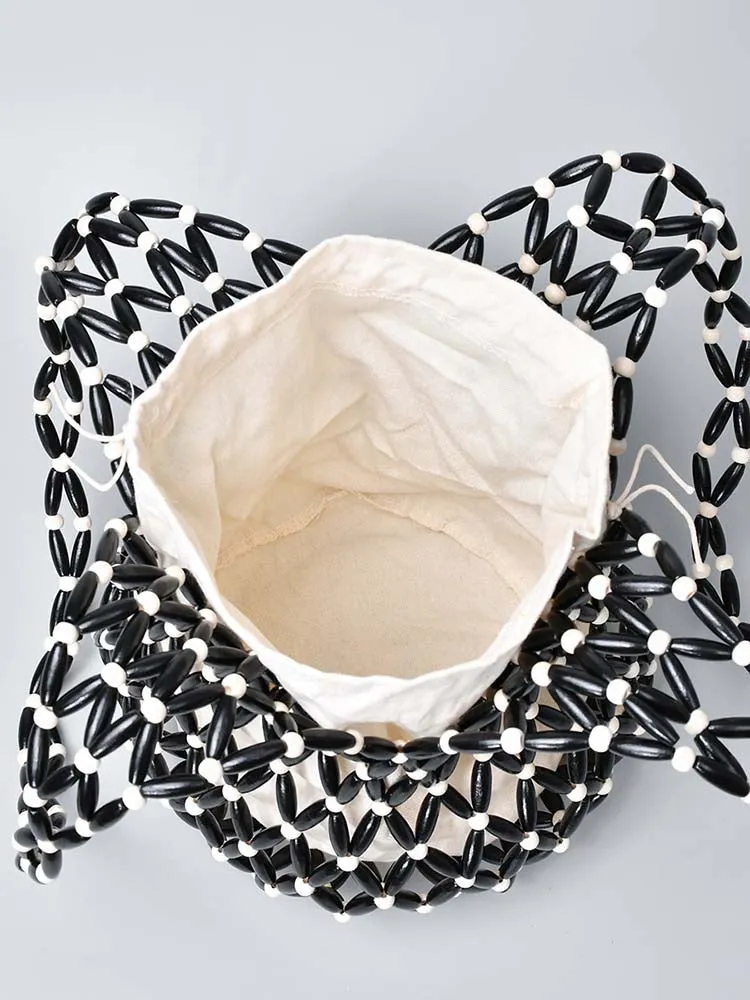 Wooden Bead Bucket Bag